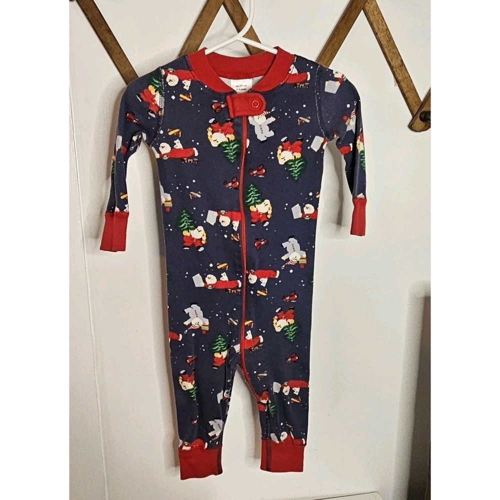 Hanna Andersson Full Zip Sleeper Size 70cm (9-18 Months) Christmas Santa